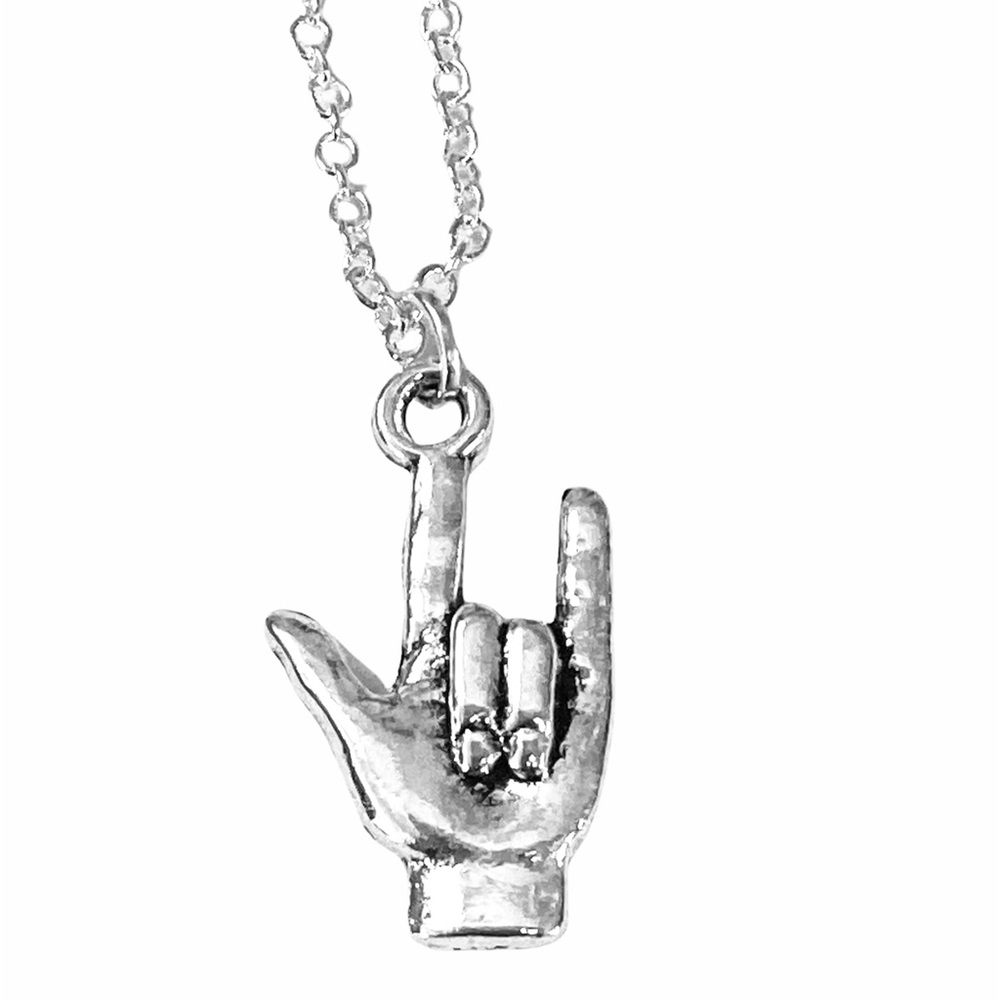 American Sign Language I Love You Hand Necklace